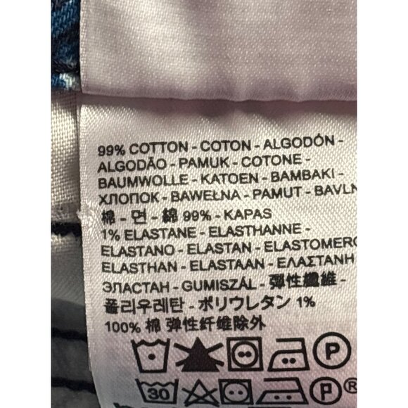 Levi's Womens Size 14 Multicolor Patterned Denim Shorts Abstract Raw Hem Cut Off - Picture 4 of 5